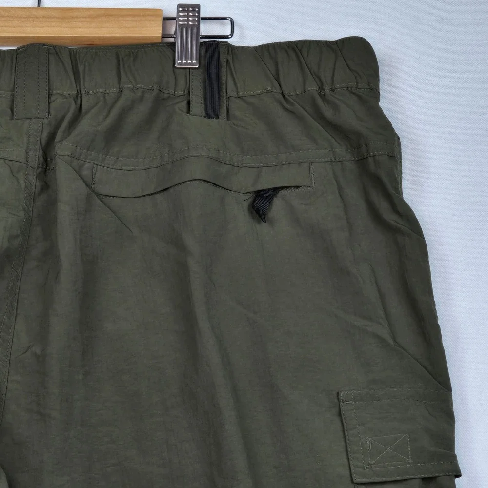 Mens Olive Green Convertible Zip Off Cargo Hiking Pants Packable Pocket NEW